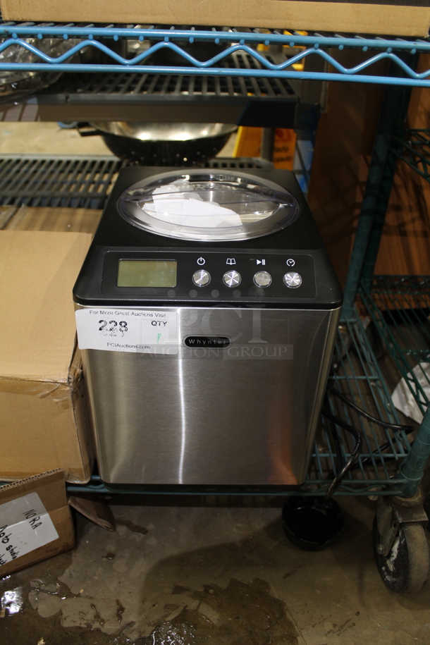 BRAND NEW SCRATCH AND DENT! Whynter ICM-201SB 2.1 Quart Countertop Automatic Ice Cream Maker. 115 Volts, 1 Phase.