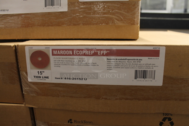 17 Boxes of 10 BRAND NEW! Maroon Ecoprep EPP 15" Thin Line Floor Maintenance Pads. 17 Times Your Bid! - Image 2 of 3