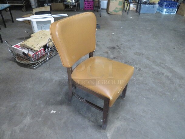 Wooden Chair With Brown Cushioned Seat And Back. 2XBID - Image 3 of 3