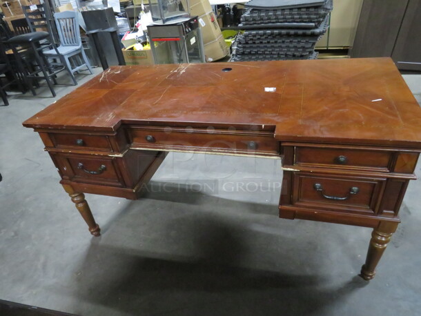 One Wooden Desk With 5 Drawers. 62X30X31 - Image 2 of 2