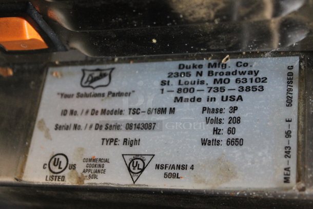 2014 Duke TSC-6/18M M Stainless Steel Commercial Electric Powered Oven Proofer w/ Hood Vent on Commercial Casters. 208 Volts, 3 Phase.  - Image 3 of 7