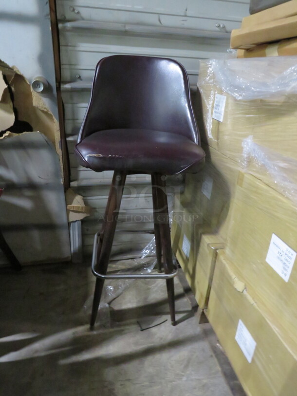One Bar Height Barrel Back Swivel CHair. - Image 1 of 1
