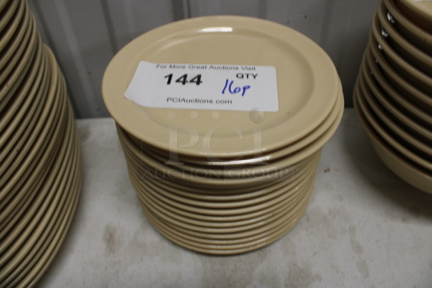 ALL ONE MONEY! Lot of 16 Tan Melamine Plates! 6.5x6.5x1