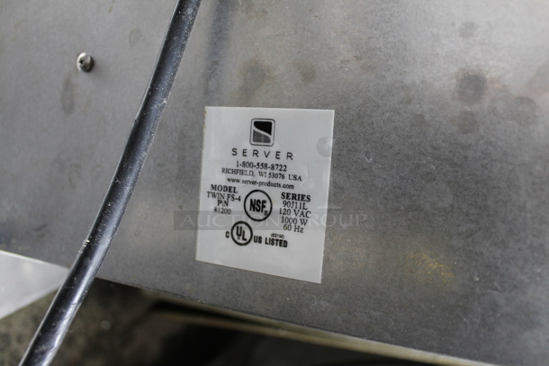 Server TWIN FS-4 Stainless Steel Commercial Countertop 2 Well Food Warmer w/ 2 Bins and 2 Lids. 120 Volts, 1 Phase. Tested and Working! - Image 5 of 5