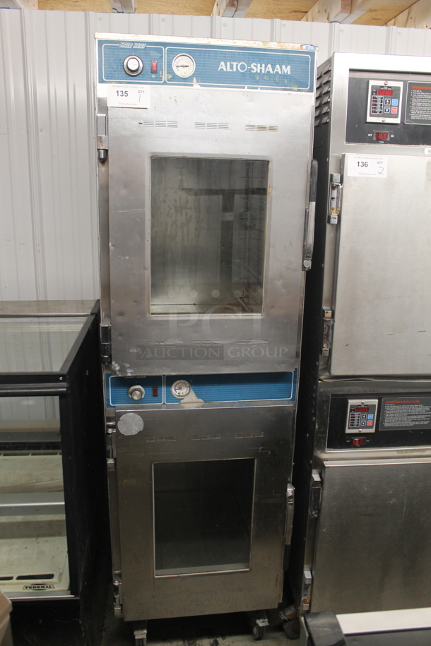 Alto Shaam Commercial Stainless Steel Double Deck Halo Heat Holding Cabinet With Pan Racks On Commercial Casters. 250 Volts - Image 1 of 6