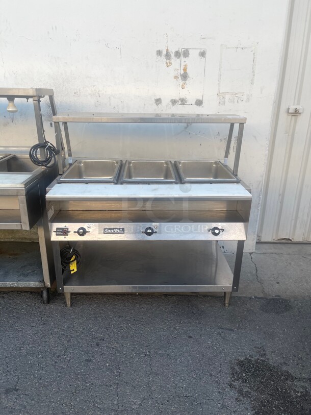 New! Vollrath 38003 46 inch Commercial Hot Food Table w/ (3) Wells & Cutting Board, 120v NSF Tested and Working! - Image 4 of 8