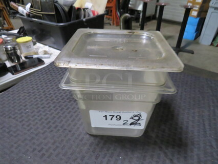 1/6 Size 6 Inch Deep Food Storage Container With Lid. 2XBID