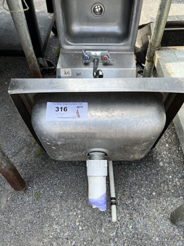 Stainless Steel Single Bay Wall Mount Sink w/ Faucet and Handles. 17x15x22 - Image 3 of 3