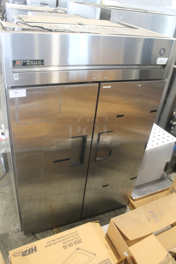 2011 True TG2R-2S Commercial Stainless Steel Two Door Reach In Cooler With Polycoated Shelves. 115V, 1 Phase. Tested and Working!