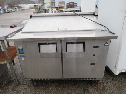 One Everest  2 Door Refrigerated Prep Table With 2 Racks,  On Casters. 115 Volt.  48X36X44
