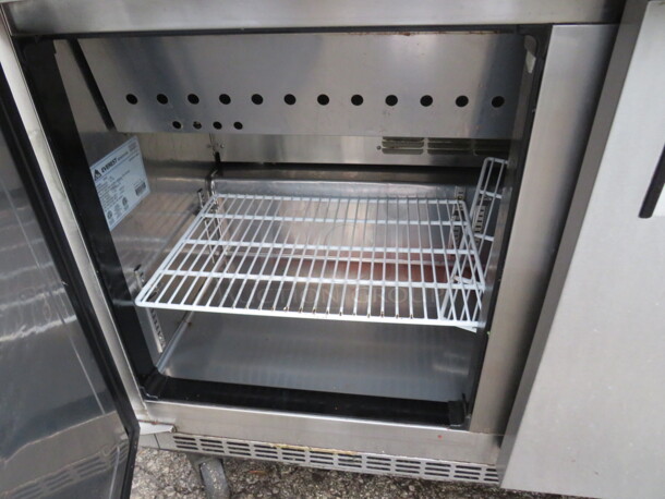 One Everest  2 Door Refrigerated Prep Table With 2 Racks,  On Casters. 115 Volt.  48X36X44 - Image 2 of 3