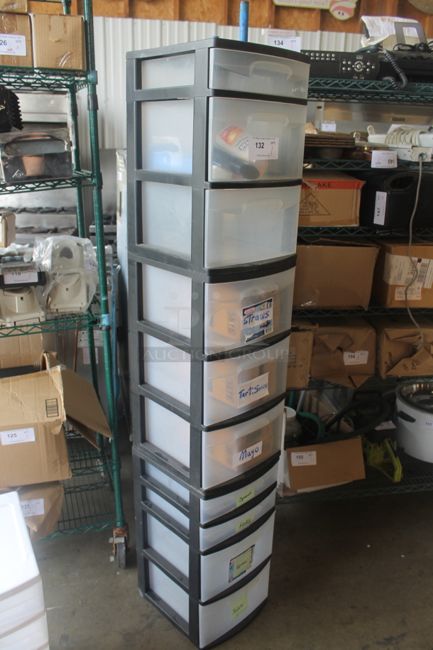 Clear and Black Poly 10 Drawer Filing Cabinet w/ Contents. - Image 2 of 8