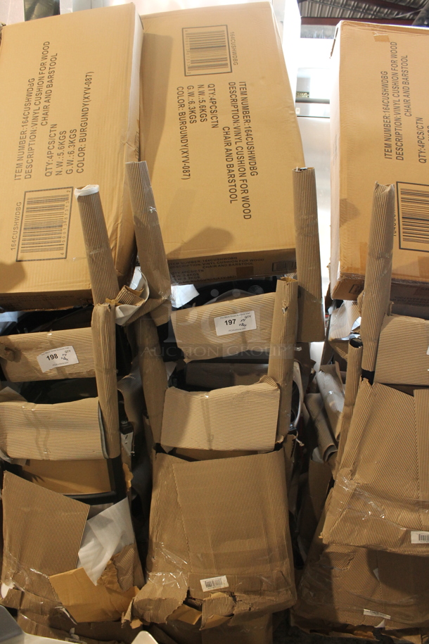 4 BRAND NEW SCRATCH AND DENT! Lancaster Table & Seating 164CLADBLKFR Black Ladder Back Dining Chairs w/ Burgundy Vinyl Seat Cushions. 4 Times Your Bid! - Image 4 of 4