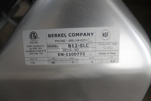 BRAND NEW SCRATCH AND DENT! 2022 Berkel B12-SLC Stainless Steel Commercial Countertop 12" Medium-Duty Gravity Feed Manual Meat Slicer w/ Blade Sharpener. 115 Volts, 1 Phase. Tested and Working! - Image 9 of 9