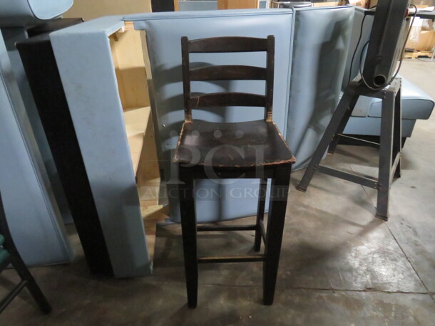 Brown Wooden Bar Height Chair. 2XBID - Image 1 of 2