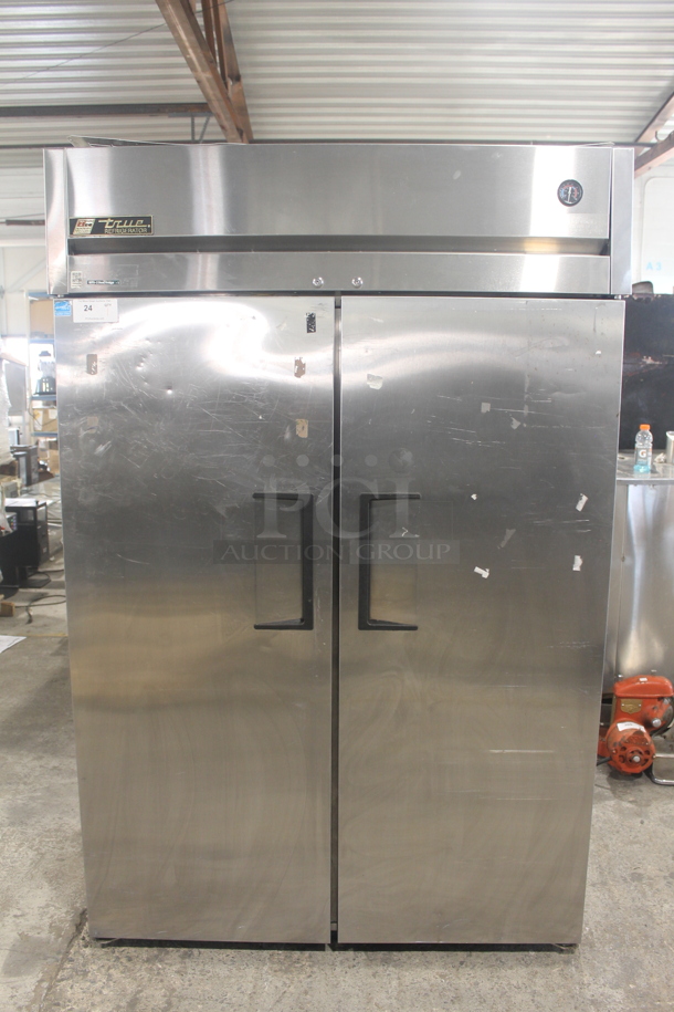 2012 True TG2R-2S Stainless Steel Commercial 2 Door Reach In Cooler w/ Poly Coated Racks on Commercial Casters. 115 Volts, 1 Phase. Tested and Working! - Image 1 of 9