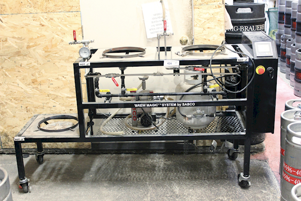 PRO-LEVEL! Sabco Brew-Magic V350MS Home Brew System! Includes 3 kettles With Direct Fire, Mash Tun and Boil Kettle Has False Bottom, RIMS Tube and Pump For Continuous Recirculation, Vision 350 Touchscreen Controller, Propane Tank & Heavy Duty Steel Cart on Commercial Casters - Image 3 of 11