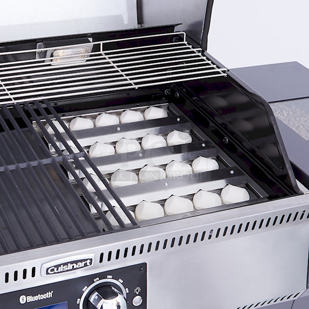 Cuisinart Woodcreek 4 -in -1 Pellet Grill, Smoke, Sear, Griddle, Grill Bluetooth Ready. 30-pound pellet hopper SEAR at high temperatures with the ceramic briquette insert. GRIDDLE with the ready to use cast iron griddle for cooking versatility. CHARCOAL perfect the flavor with the charcoal insert that lights with the turn of a knob. WIDTH: 63.15 DEPTH: 22.52 HEIGHT: 48.74 - Image 11 of 11