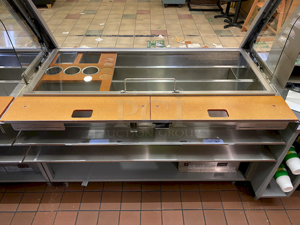 AMAZING! 60" Duke Model SUB-CP-TC60M Sandwich Prep station w/ Tri-Channel Cold Pan, 2 Poly Cutting Boards and Retractable Sneeze Guard. 120 Volts, 1 Phase. 60x34.5x57.

Tested, In Perfect Working Order.  - Image 4 of 8