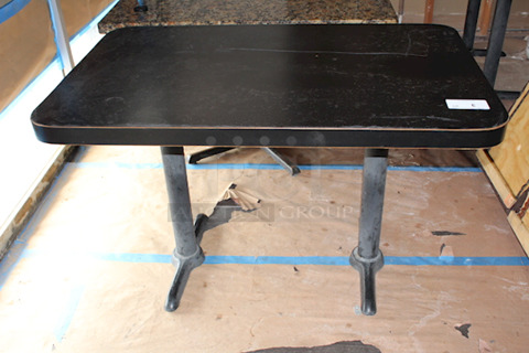 SWEET! 48" Black Wood Table Top With Base. 48x28x31