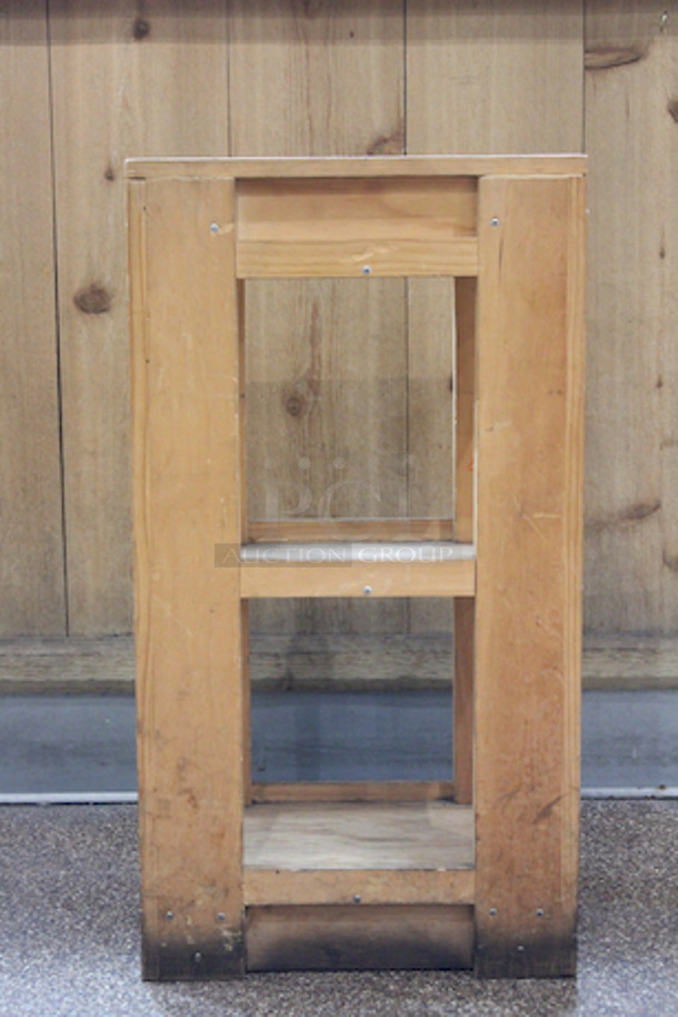 BEAUTIFUL! Wood Merchandisers. 
(2): 33-1/2x13-1/2x33-1/2
(1): 17-1/2x13x33-1/2
3x Your Bid - Image 5 of 10