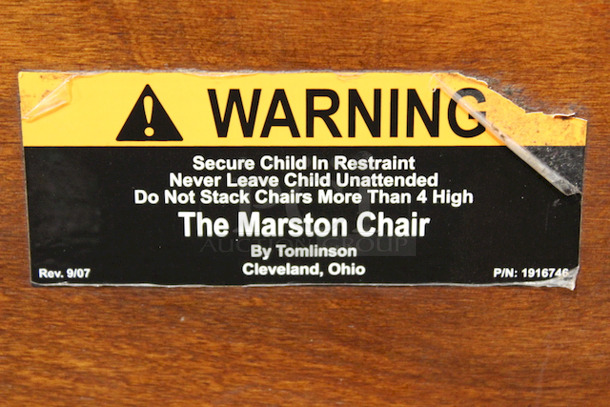 BEAUTIFUL! Marston Wood Products C-30 High Chair Solid 3/4" Oak, Mortise And Tenon Frame Construction, Instant-Release Safety Straps With Crotch Strap. 18x19x29
3x Your Bid - Image 7 of 8