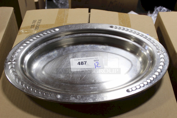 SPECTACULAR!! Stainless Steel Oval Buffet Line Inserts. 19x12x2. 12x Your Bid