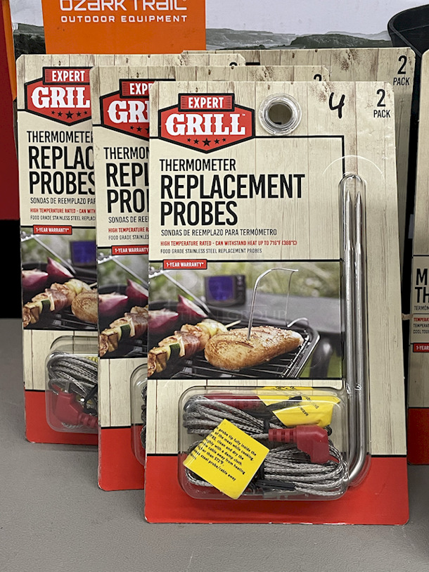 READY FOR THE COOKOUT!! (2) Ozark Trail 2-pc Pre-Seasoned Cookware Set With Dual-Function Lids; (4) Expert Grill Thermometer Replacement Probes; (2) Expert Gril Meat Thermometers; (1) Camp Chef Two Burner Cary Bag; (12) Expert Grill 4-pk Food Baskets.  - Image 2 of 11