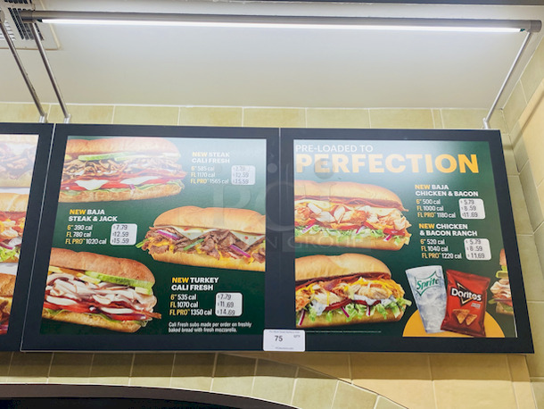 Visual Graphic Systems Full Size Illuminated Magnetic Menu Board. Easily Change Menu By Pulling Back The Magnetic Boarder.  - Image 2 of 3