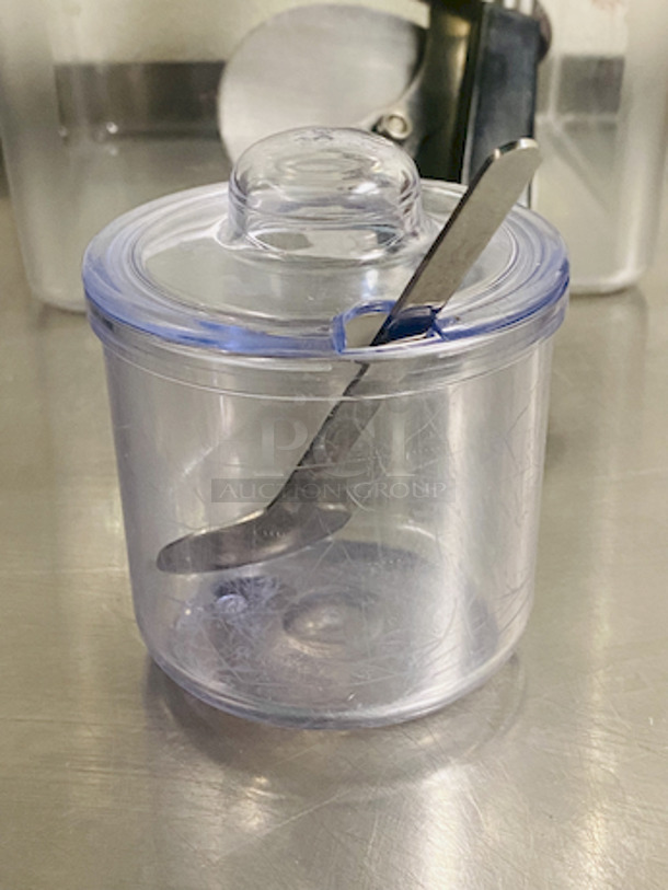 Variety of Smallware: 8qt Storage Container, Round Wheel Cutter, Sugar/Spice Container With Spoon. Rubber Oregano Label That Which Can Be Used On Multiple Containers. 

4x Your Bid.  - Image 5 of 9