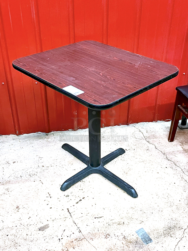 BEAUTIFUL! Lancaster Table & Seating 24" x 30" Reversible Cherry / Black Laminated Standard Height Table Top and Base Kit with 22" Plate - Image 3 of 5