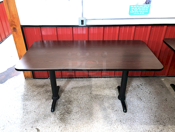 HIGH QUALITY! 6 Person Restaurant Table - Standard Height On cast Iron Legs - Image 1 of 4