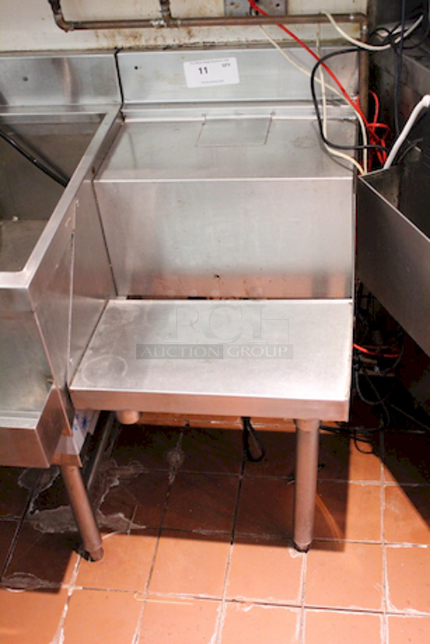 SWEET! Under Bar 3 Tier Liquor Display, Stainless Steel. Will Require A Leg To Stand Alone. 
12x18x34