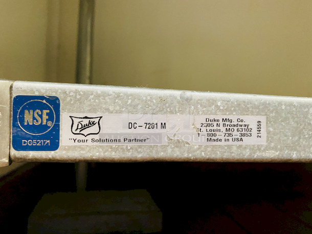 LIKE NEW! Duke Manufacturing DC-7291 60" Heavy Duty Stainless Steel Work Table W/ Galvanized Steel Under-Shelf.

60x30x34-1/2

 - Image 3 of 3