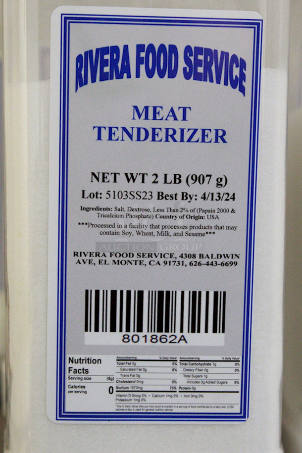 Rivera Food Service Meat Tenderizer, Six 2Lb Containers, Best By 04/13/2024. 6x Your Bid - Image 2 of 2