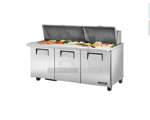 Excellent Condition True TSSU-72-30M 72" Mega Top Sandwich/Salad Prep Table w/ Refrigerated Base, 115v Tested and Working - Image 1 of 6