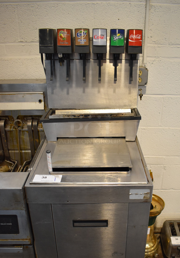 Cornelius CB1522A Stainless Steel Commercial 6 Flavor Carbonated Beverage Machine on Ice Bin. 115 Volts, 1 Phase.
