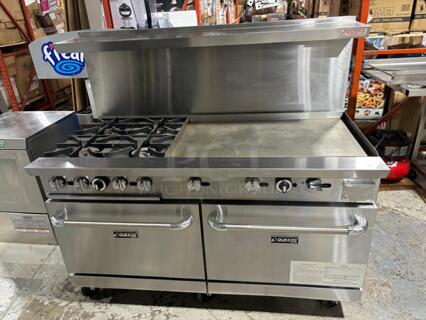 Dukers DCR60-4B36GM 60″ Commercial Gas Range, Four Open Burners, 36″ Griddle
