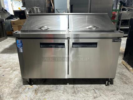 Brand New Scratch & Dent DSP60 2-Door Commercial Food Prep Table Refrigerator in Stainless Steel
