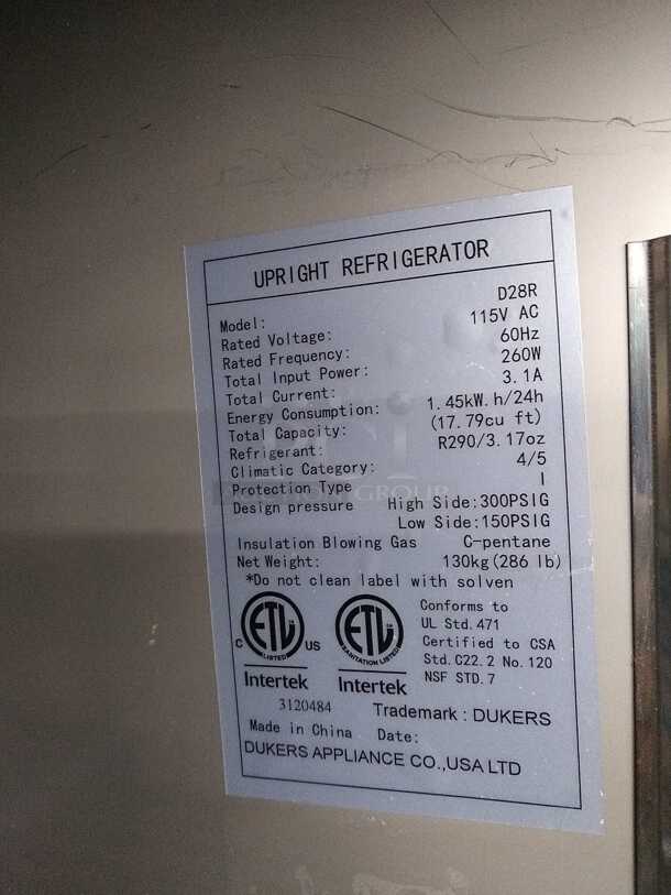 Awesome Dukers Commercial Reach In Refrigerator
 - Image 2 of 3