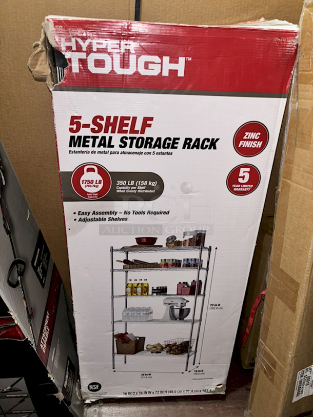 Hyper Tough 36" Wide 5-Shelf Metal Storage Rack 36" x 16" x 72"  - Image 1 of 1