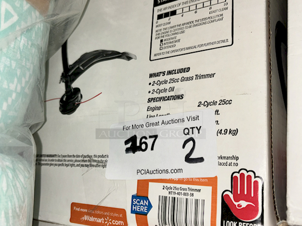 Hyper Tough 2-Cycle 16-Inch Grass Trimmer, Curved Shaft, Gas Powered, 25 CC. 2x your bid.  - Image 2 of 2