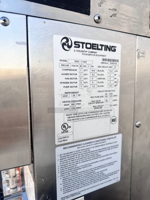 Stoelting U431 Pressure-Fed Twin Twist Soft Serve/Frozen Yogurt Machines 220 Volt 1 phase Working - Image 6 of 10