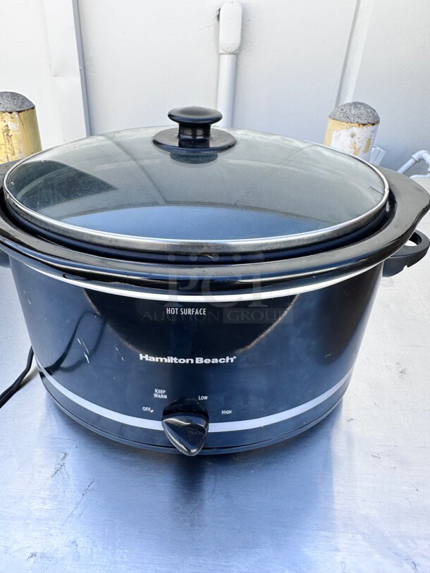 Hamilton Beach Slow Cooker with 3 Cooking Settings, Dishwasher-Safe Stoneware Crock & Glass, 8-Quart Built-In Lid Rest, Black - Image 6 of 8