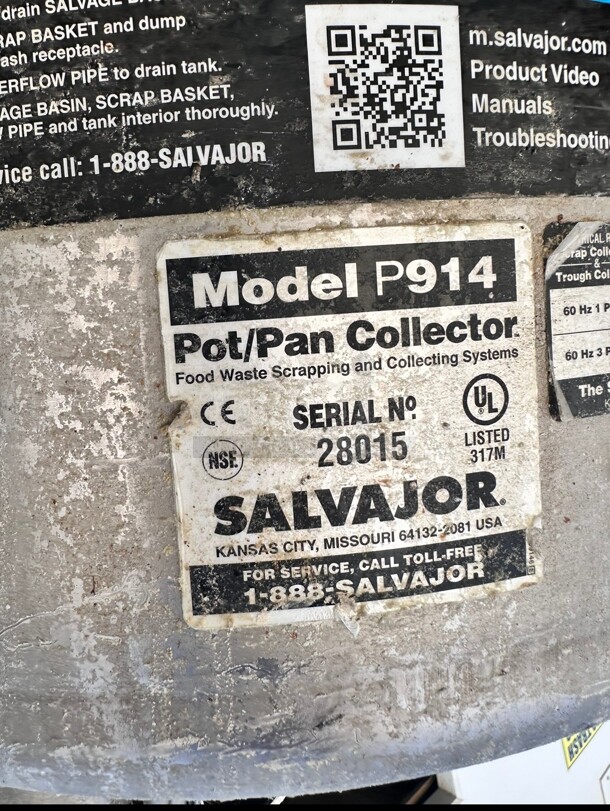 Salvajor P914 Pot Pan Scrap Collector, Pre-Flushing & Disposer, 3/4 HP, 115v Tested and Working - Image 5 of 5