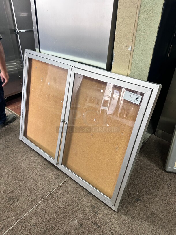Clean Enclosed Cork Board with Aluminum Frame - Image 6 of 6