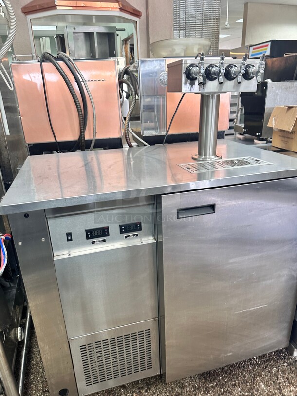 Late Model Micro Matic MM-BK 36 3/4 inch Dual Zone Kegrator Wine Dispenser with 4 Faucet (4) 1/6 Keg Capacity Working - Image 6 of 7