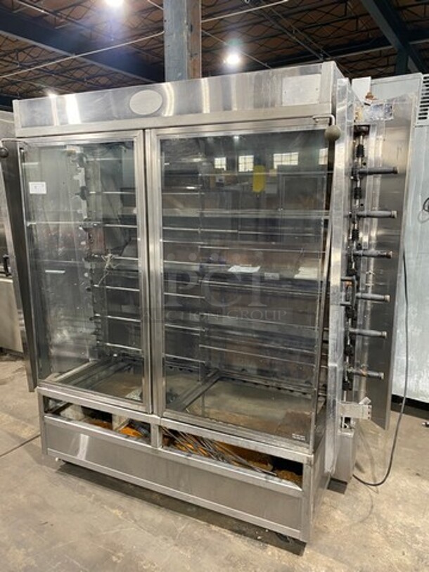 GREAT! Commercial Gas Powered Rotisserie Machine! With View Through Front Access Door! All Stainless Steel!