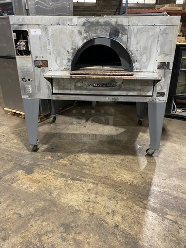 Bakers Pride Commercial Natural Gas Powered Pizza/ Baking Oven! All Stainless Steel! On Casters! WORKING WHEN REMOVED! Model: FC516 SN: 19702
