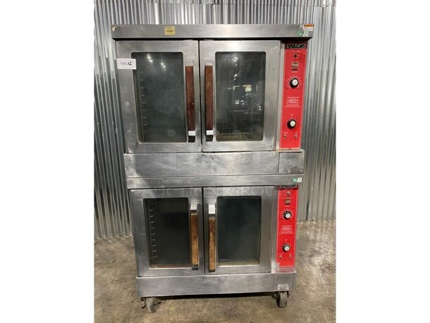 Vulcan Commercial Natural Gas Powered Double Stack Convection Ovens! With View Through Doors! All Stainless Steel! Model VC6GD38 Serial 481509660! On Casters! 2 X your Bid Makes One Unit!  - Image 1 of 12